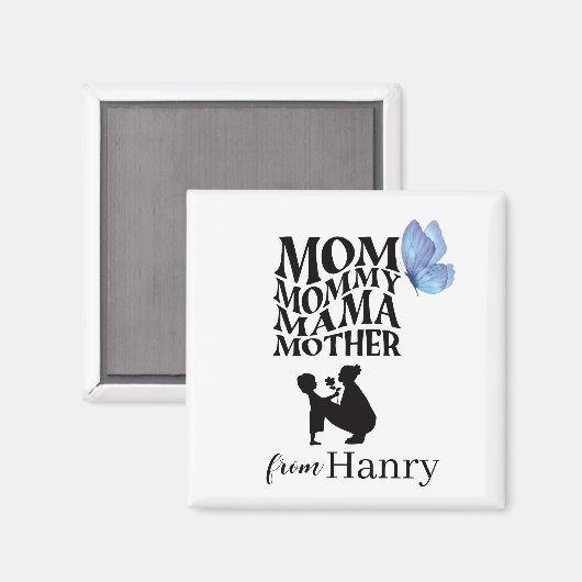 Personalized Mom Typography Magnet (Voorkant / Achterkant)