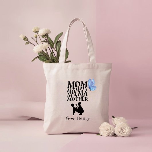 Personalized Mom Typography Tote Bag