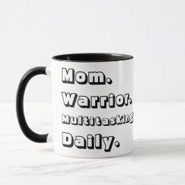 Personalized Mom Warrior Multitasking Daily Black  Mok