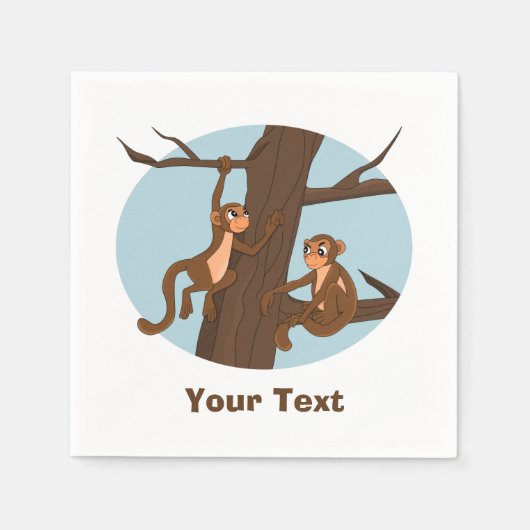 Personalized Monkeys climbing the tree cartoon Nap Servet (Voorkant)