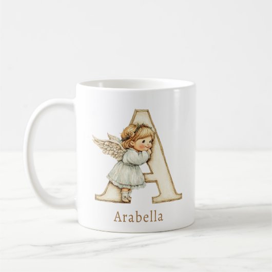 Personalized Monogram A Initial Christmas Angel Koffiemok (Links)