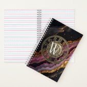 Personalized Monogram Agate Pink Rustic Metal Luxe Notitieboek (Binnen)