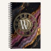 Personalized Monogram Agate Pink Rustic Metal Luxe Notitieboek (Voorkant)