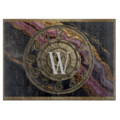 Personalized Monogram Agate Pink Rustic Metal Luxe Snijplank (Voorkant)