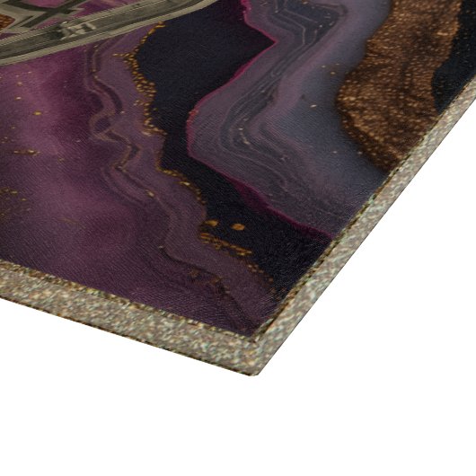 Personalized Monogram Agate Pink Rustic Metal Luxe Snijplank (Hoek)