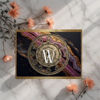 Personalized Monogram Agate Pink Rustic Metal Luxe Snijplank