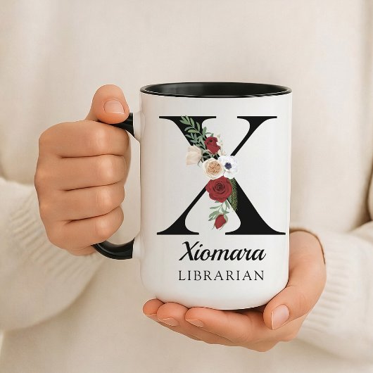 Personalized Monogram Alphabet Mug for Book Lover Mok