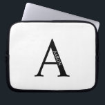 Personalized Monogram and Name Laptop Sleeve<br><div class="desc">Personalized Monogram and Name Gifts
featuring personalized monogram and name in classic serif font style.</div>