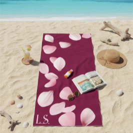 Personalized Monogram Beach Towel with Sakura  Strandlaken