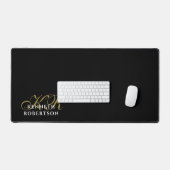Personalized monogram black gold white stylish bureaumat (Keyboard & Muis)