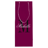 Personalized monogram burgundy red custom wijn cadeautas (Achterkant)