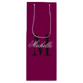 Personalized monogram burgundy red custom wijn cadeautas (Voorkant)