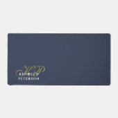 Personalized Monogram Dusty Navy Blue Gold White  Bureaumat (Voorkant)