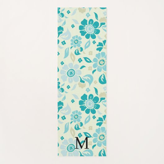 Personalized monogram elegant floral pattern yogamat (Voorkant)