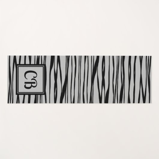 Personalized Monogram Elegant Line Art Black Grey Yogamat (Voorkant (horizontaal))