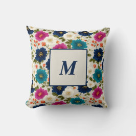 Personalized Monogram – Elegant Modern Floral  Kussen