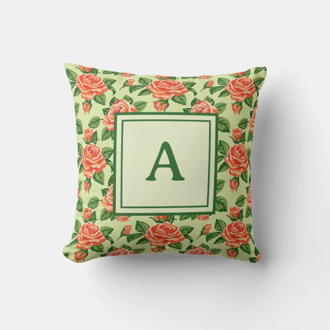 Personalized Monogram – Elegant Modern Floral  Kussen (Voorkant)