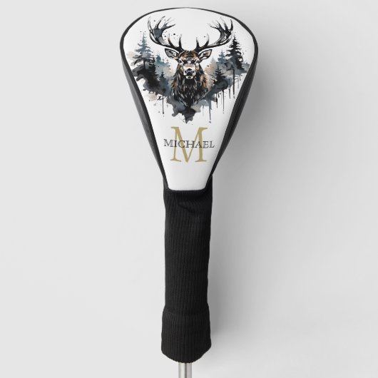 Personalized Monogram Elk Forest Golfheadcover (Voorkant)