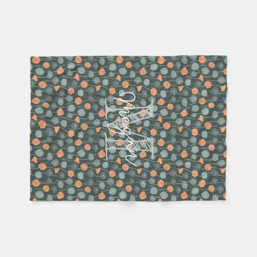 Personalized Monogram Floral Doodle Fleece Blanket (Voorkant (Horizontaal))