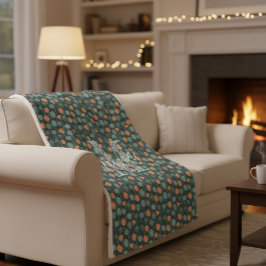 Personalized Monogram Floral Doodle Fleece Blanket Sherpa Deken