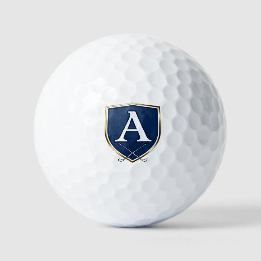 Personalized Monogram Golf Balls - Navy Blue Crest Golfballen (Voorkant)