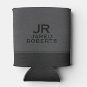 Personalized Monogram Gray & Black Leather Blikjeskoeler (Achterkant)