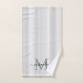 Personalized Monogram Gray & White Stripes Bad Handdoek (Handdoek)