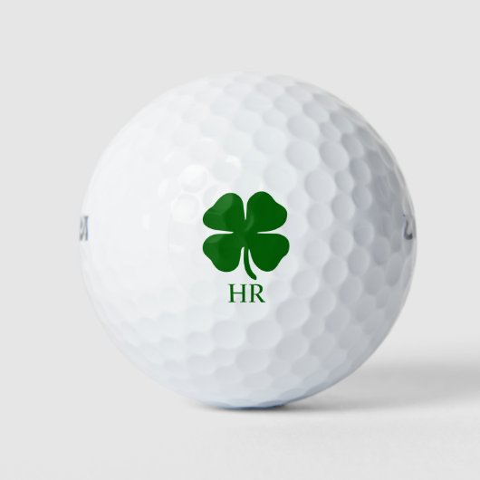 Personalized Monogram Green Clover Golfballen (Voorkant)