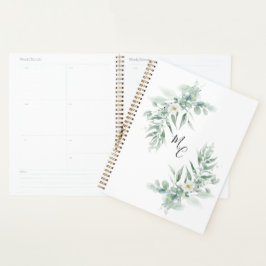 Personalized Monogram Green Foliage  Planner