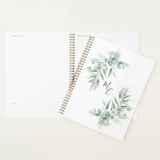 Personalized Monogram Green Foliage  Planner (Display)