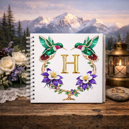 Personalized Monogram H Jeweled Hummingbird Gift Notitieboek