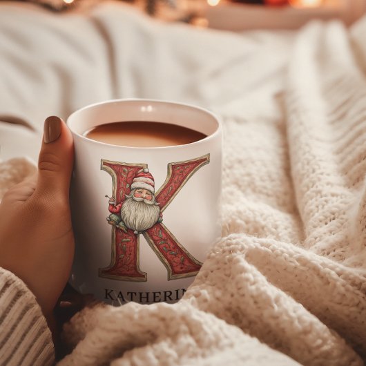 Personalized Monogram Initial K Christmas Santa Koffiemok