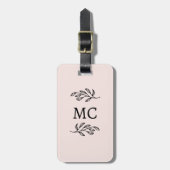 Personalized Monogram Initials Botanical Blush Bagagelabel (Voorkant verticaal)