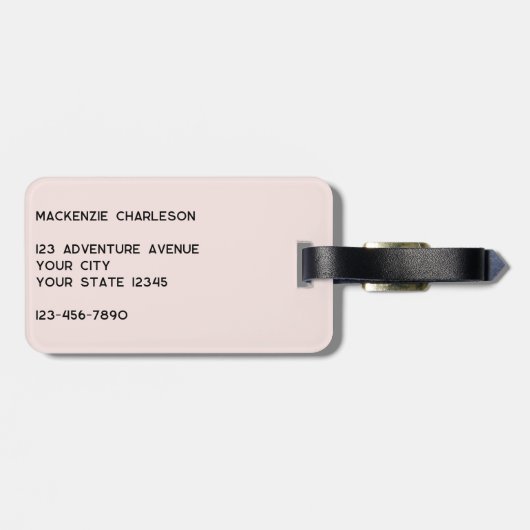 Personalized Monogram Initials Botanical Blush Bagagelabel (Achterkant horizontaal)