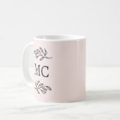 Personalized Monogram Initials Botanical Blush Koffiemok (Voorkant links)