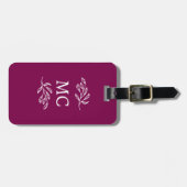 Personalized Monogram Initials Botanical Leaf Bagagelabel (Voorkant horizontaal)