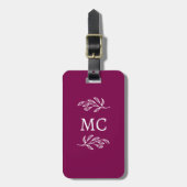 Personalized Monogram Initials Botanical Leaf Bagagelabel (Voorkant verticaal)