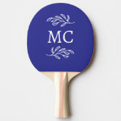 Personalized Monogram Initials Botanical Leaf Blue Tafeltennisbatje (Voorkant)