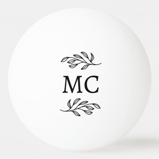 Personalized Monogram Initials Botanical Leaf Pingpongbal (Achterkant)