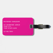 Personalized Monogram Initials Botanical Leaf Pink Bagagelabel (Achterkant horizontaal)