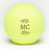 Personalized Monogram Initials Botanical Leaf Tennisballen (Achterkant)