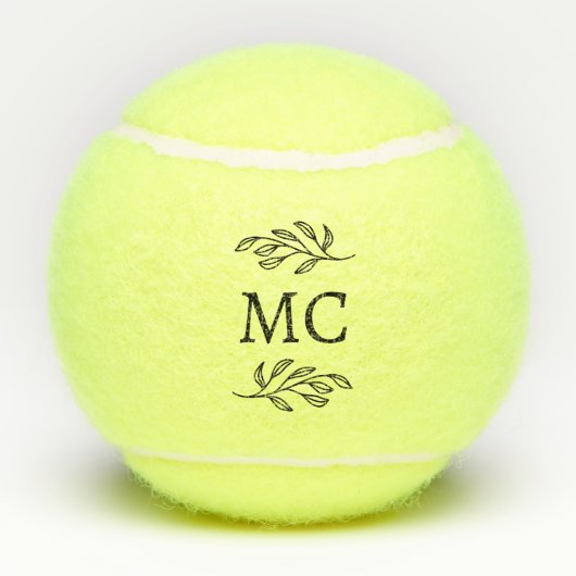 Personalized Monogram Initials Botanical Leaf Tennisballen (Achterkant)