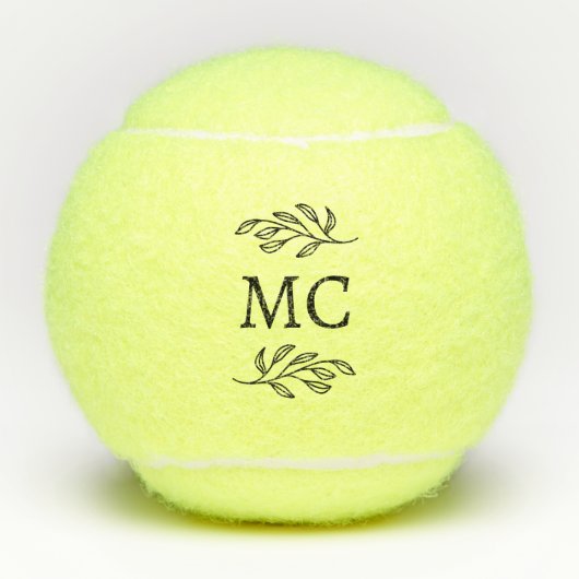 Personalized Monogram Initials Botanical Leaf Tennisballen (Voorkant)