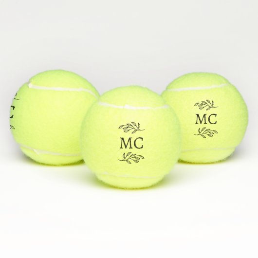 Personalized Monogram Initials Botanical Leaf Tennisballen (Multi)