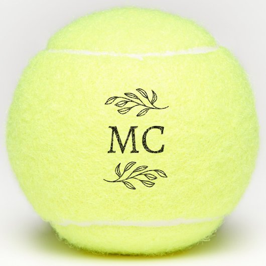 Personalized Monogram Initials Botanical Leaf Tennisballen