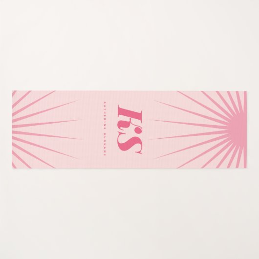 Personalized Monogram Initials Pink Yoga Mat (Voorkant (horizontaal))