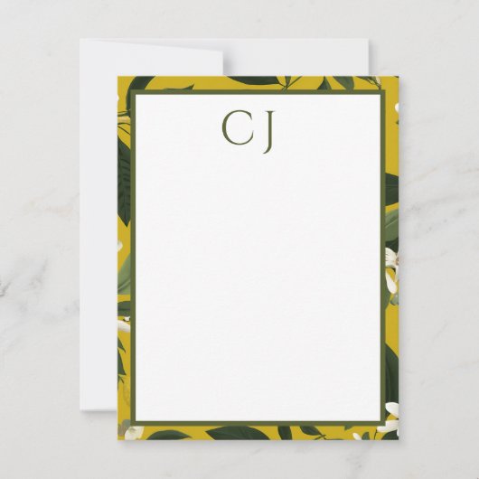 Personalized Monogram Lemon Citrus Notitiekaartje (Voorkant)