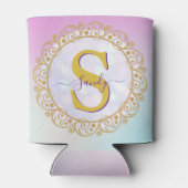 Personalized Monogram Mandala Gold and Blue Blikjeskoeler (Achterkant)