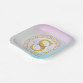Personalized Monogram Mandala Gold and Blue Papieren Bordje (Gebogen)