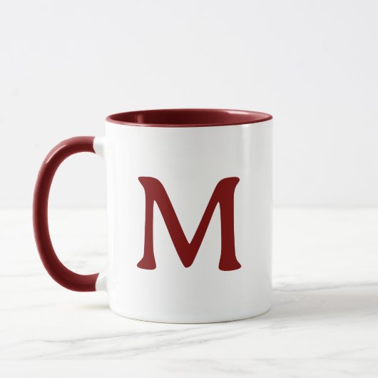 Personalized Monogram Modern Maroon White Mug Mok (Links)